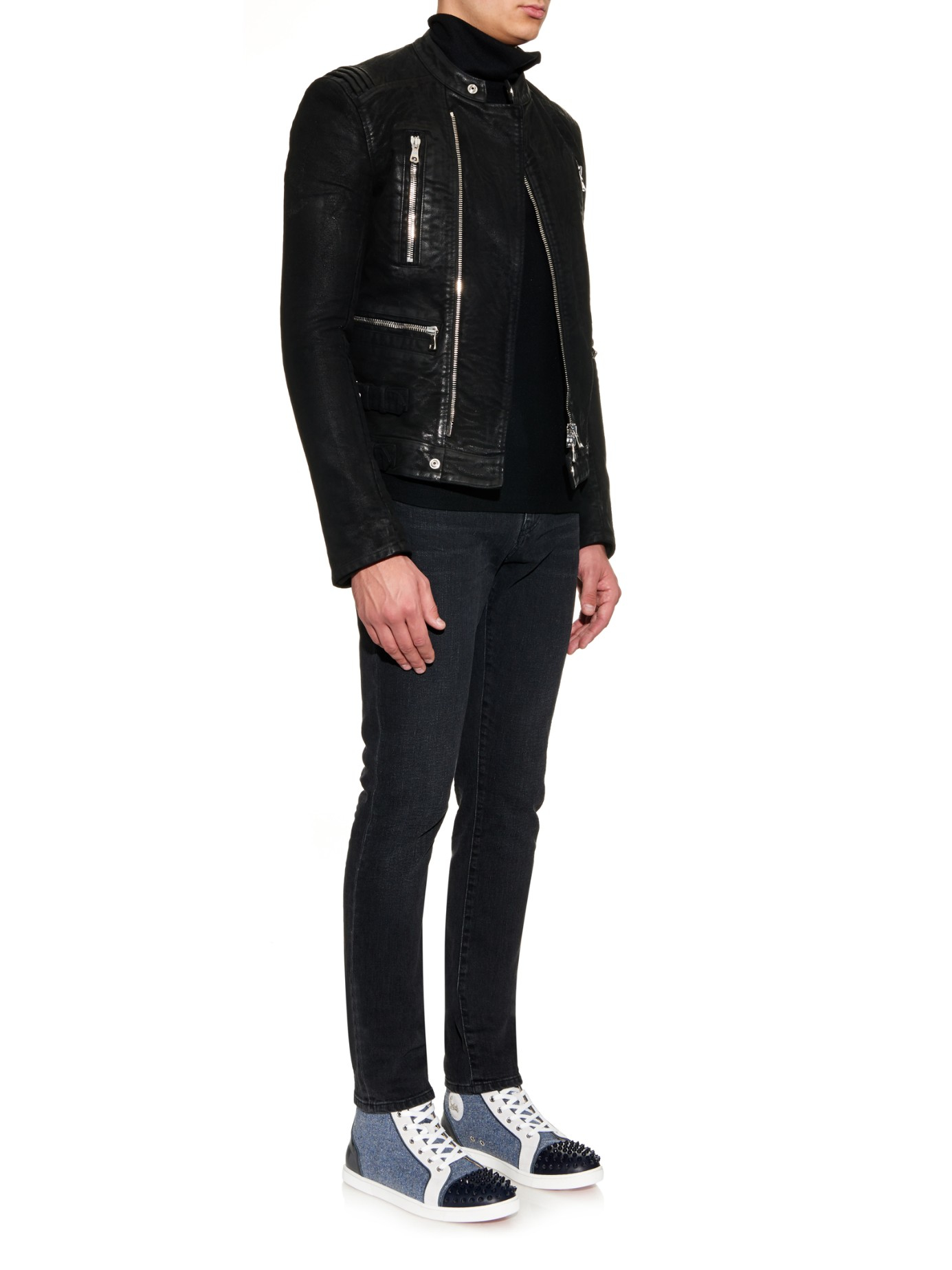 Christian louboutin Bip Bip Orlato Spiked High-Top Sneakers in ...  