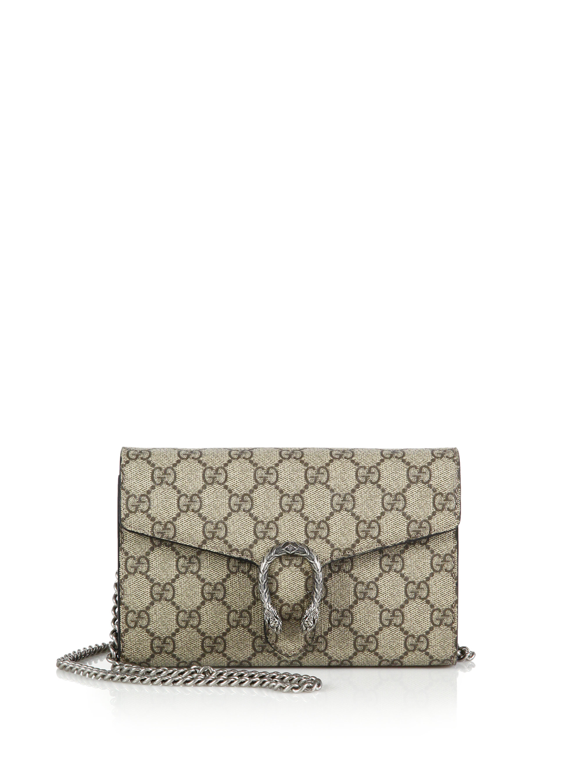 Lyst - Gucci Dionysus Coated Canvas Chain-strap Wallet in Natural