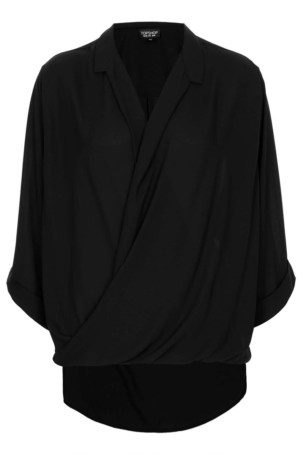 Lyst - Topshop Formal Drape Blouse in Black