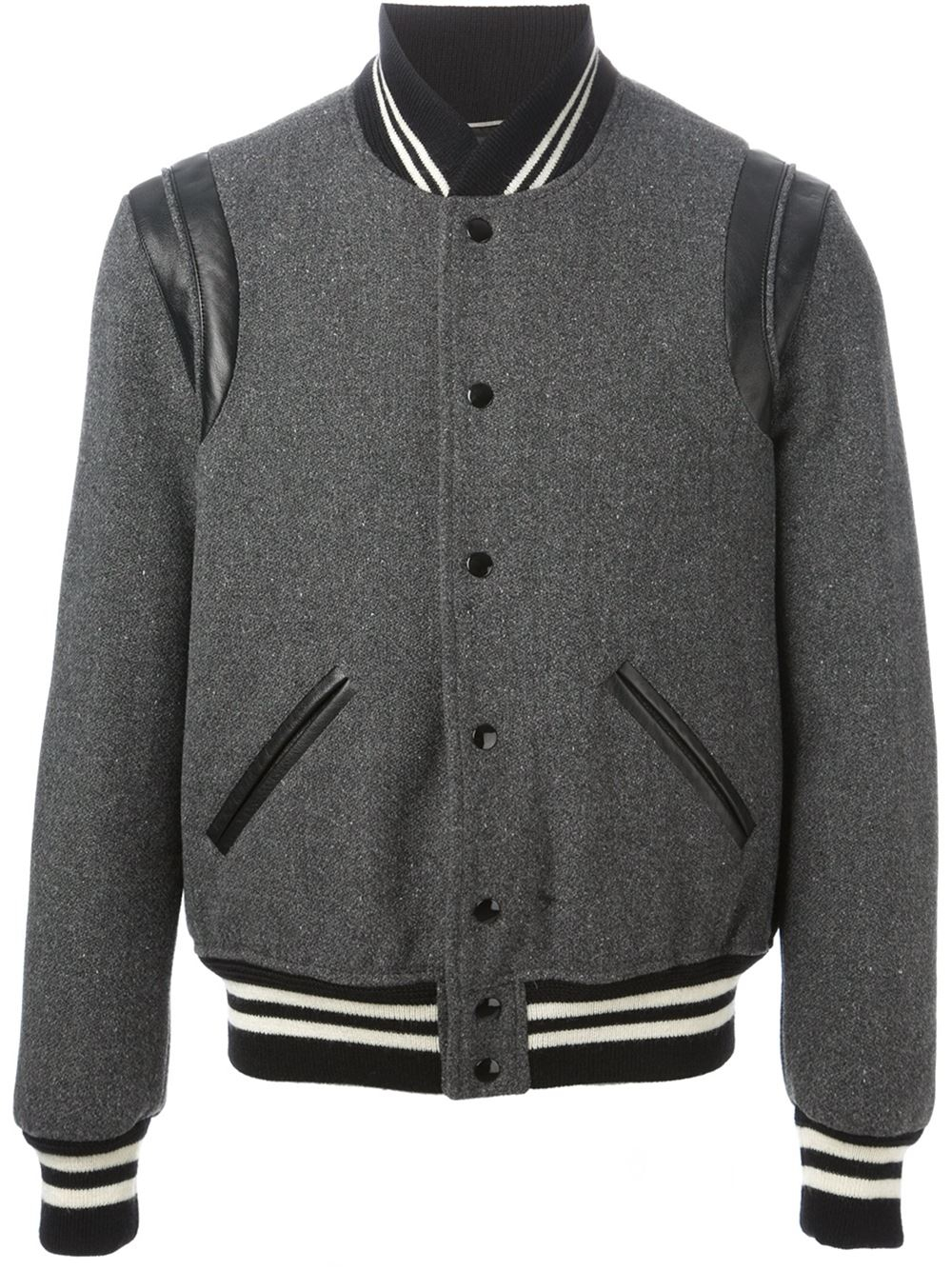 Lyst - Saint Laurent Varsity Jacket in Gray for Men
