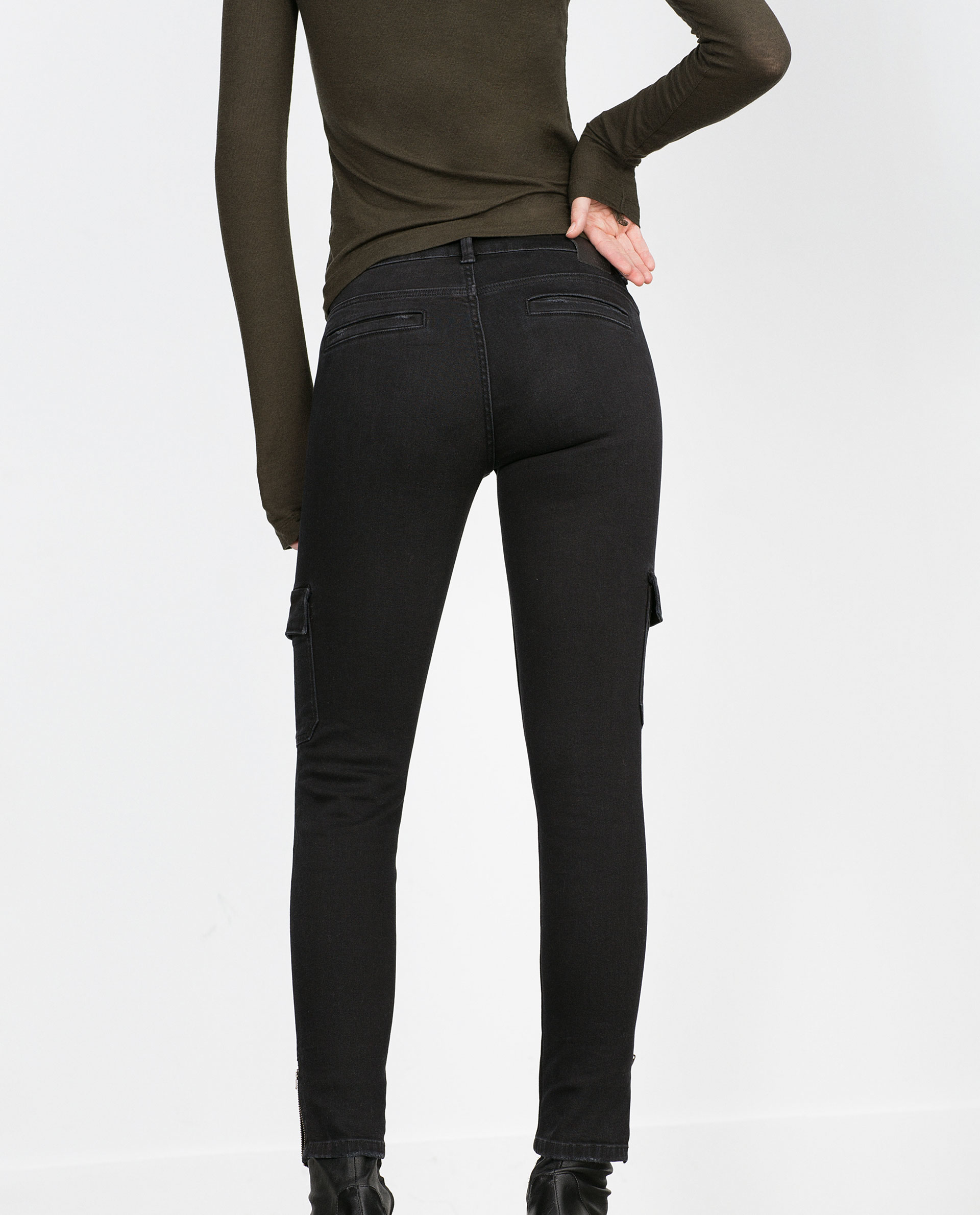 Zara Cargo Jeans In Black Lyst