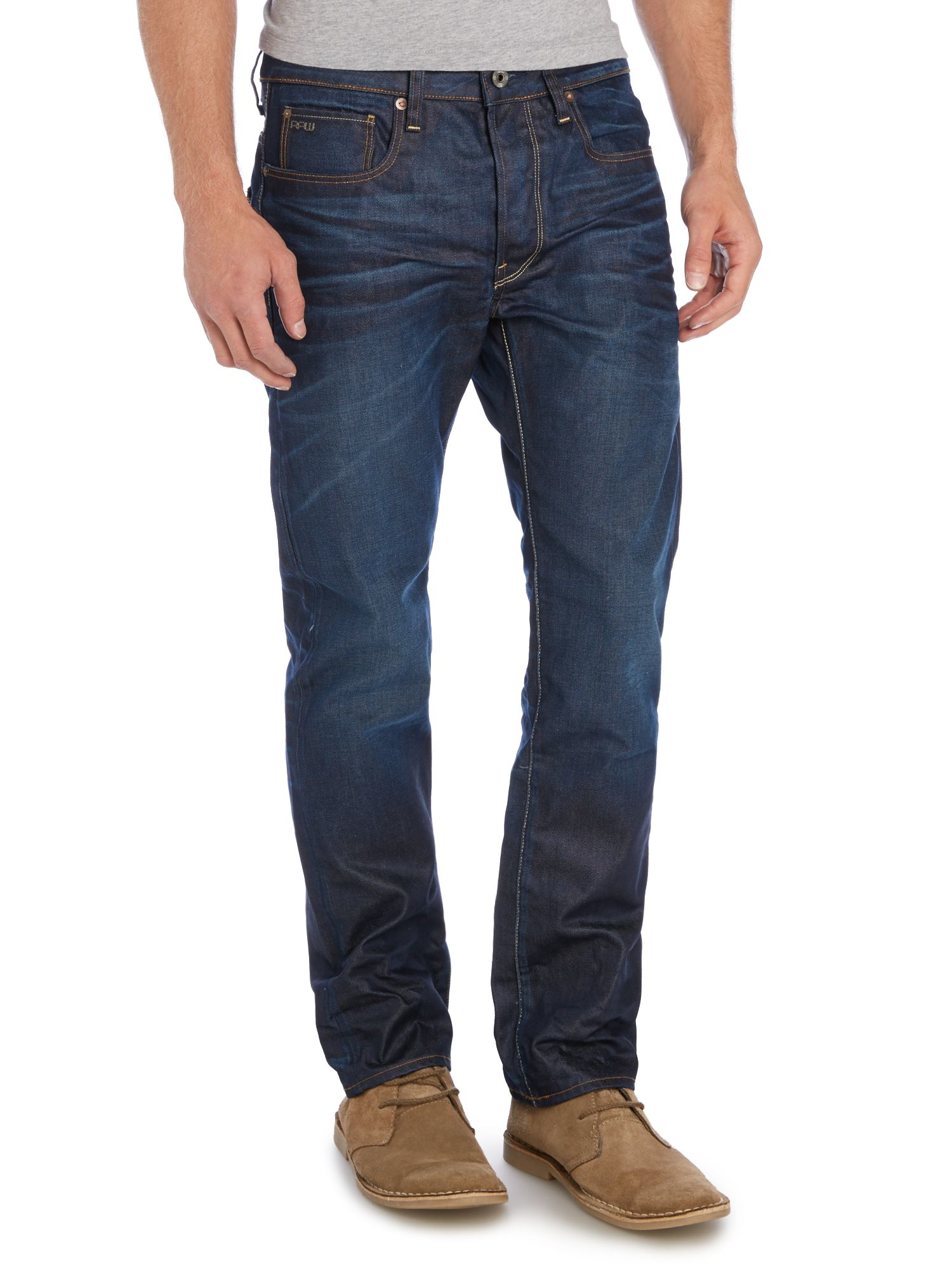 G-star raw 3301 Straight Dark Aged Hydrite Jeans in Blue for Men (Denim ...
