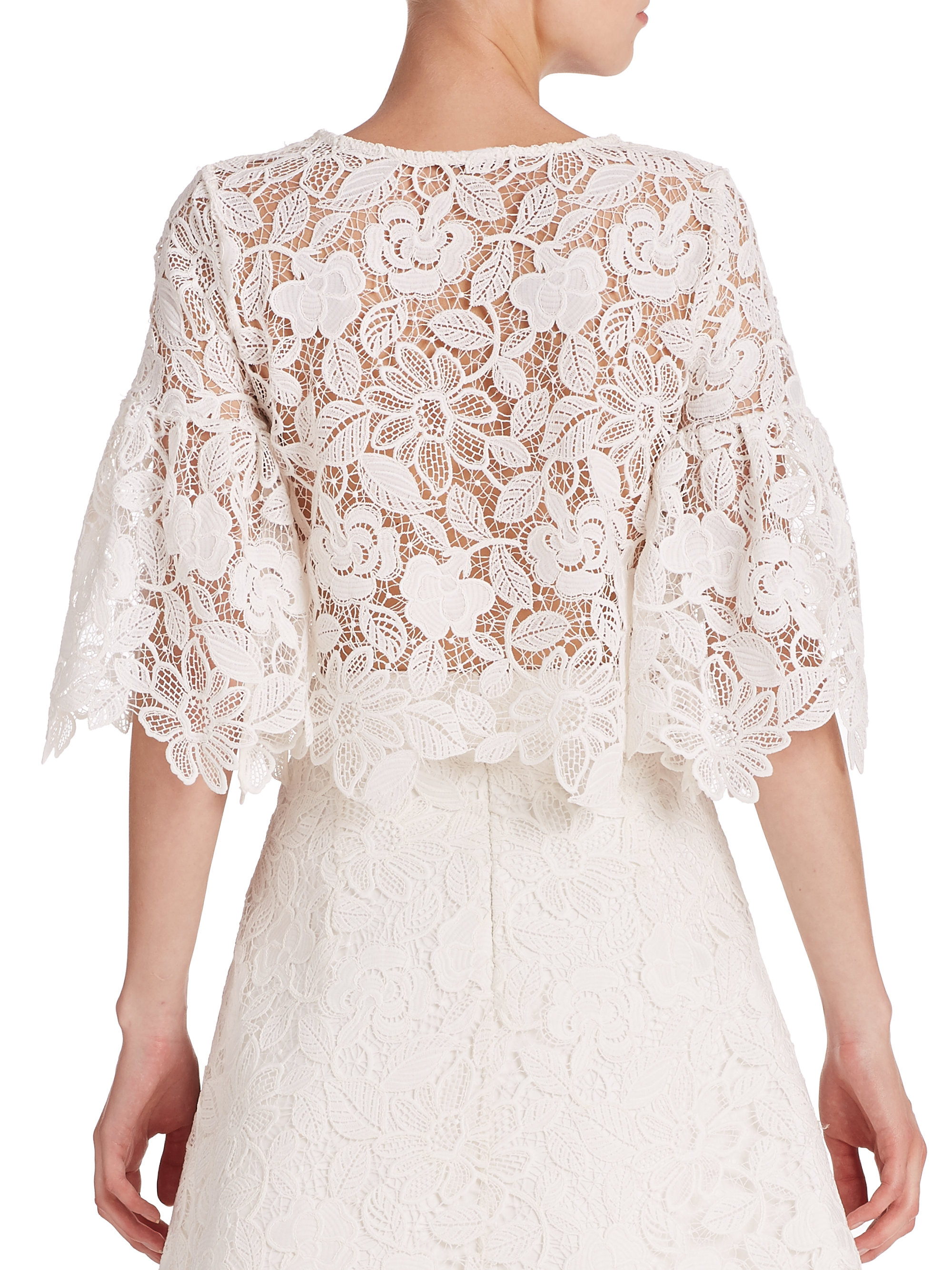 white lace bell sleeve top