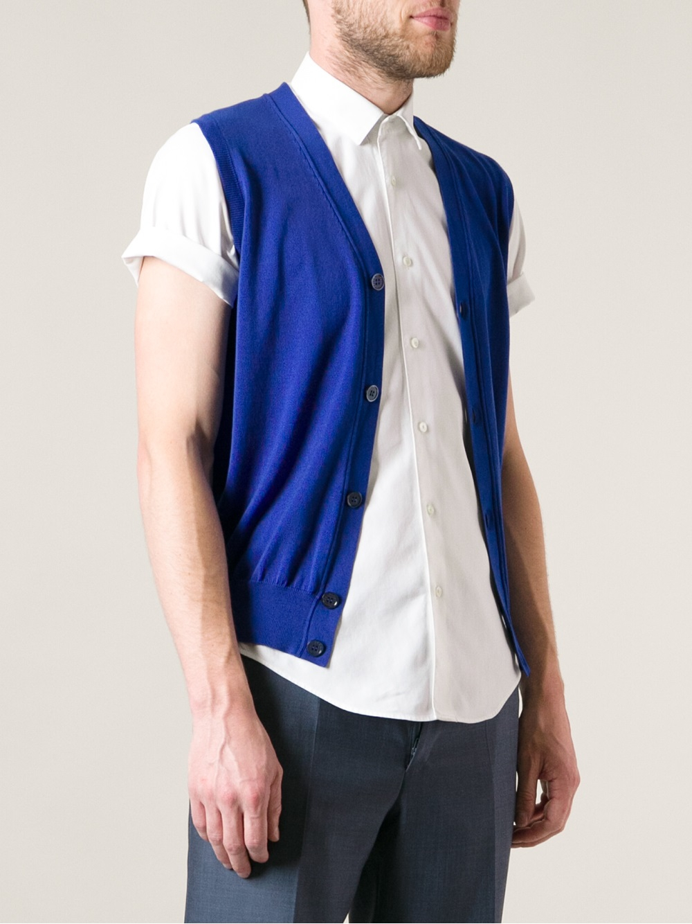 Lyst - Canali Sleeveless Cardigan in Blue for Men