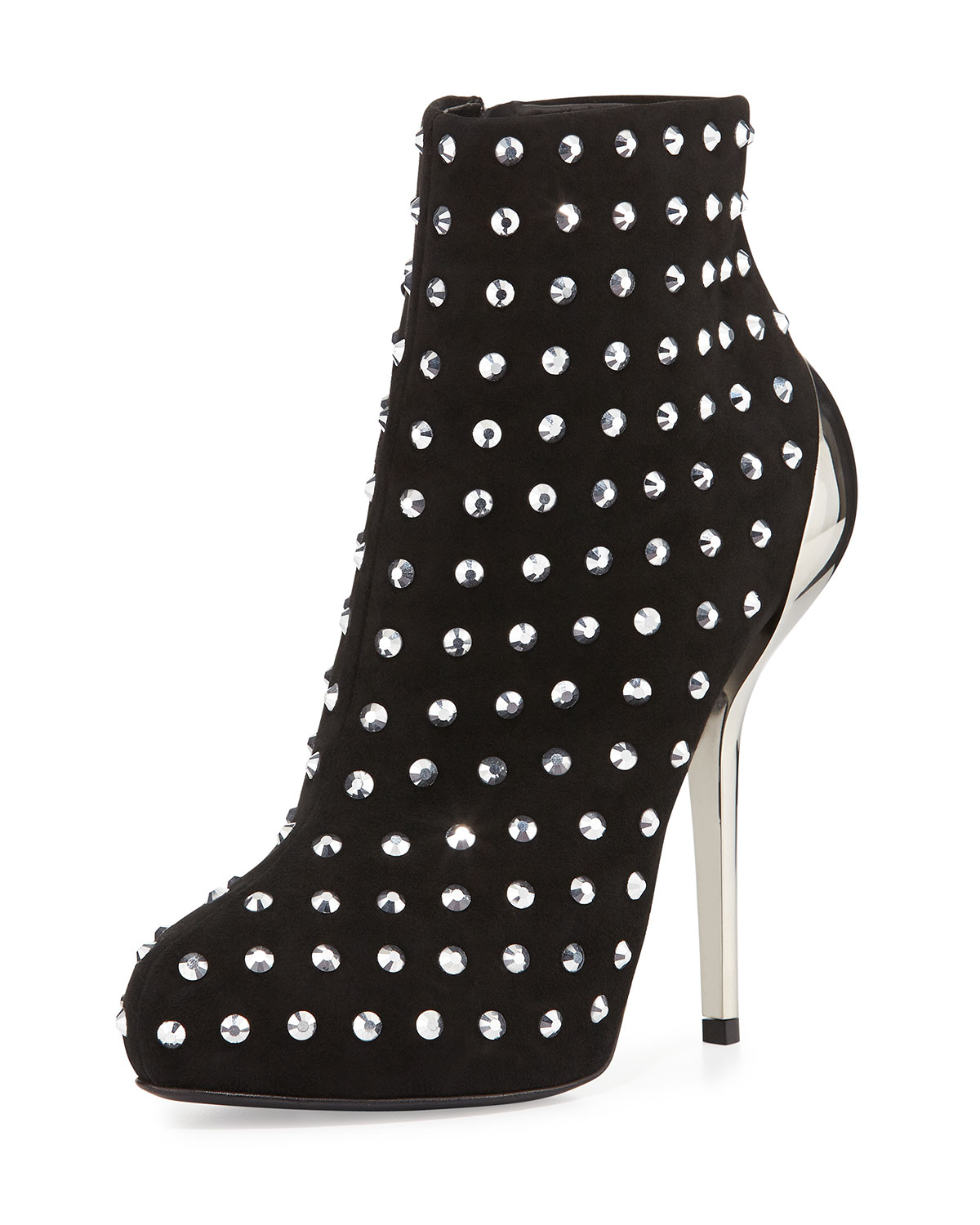 Giuseppe zanotti Crystal Studded Suede Bootie in Black | Lyst