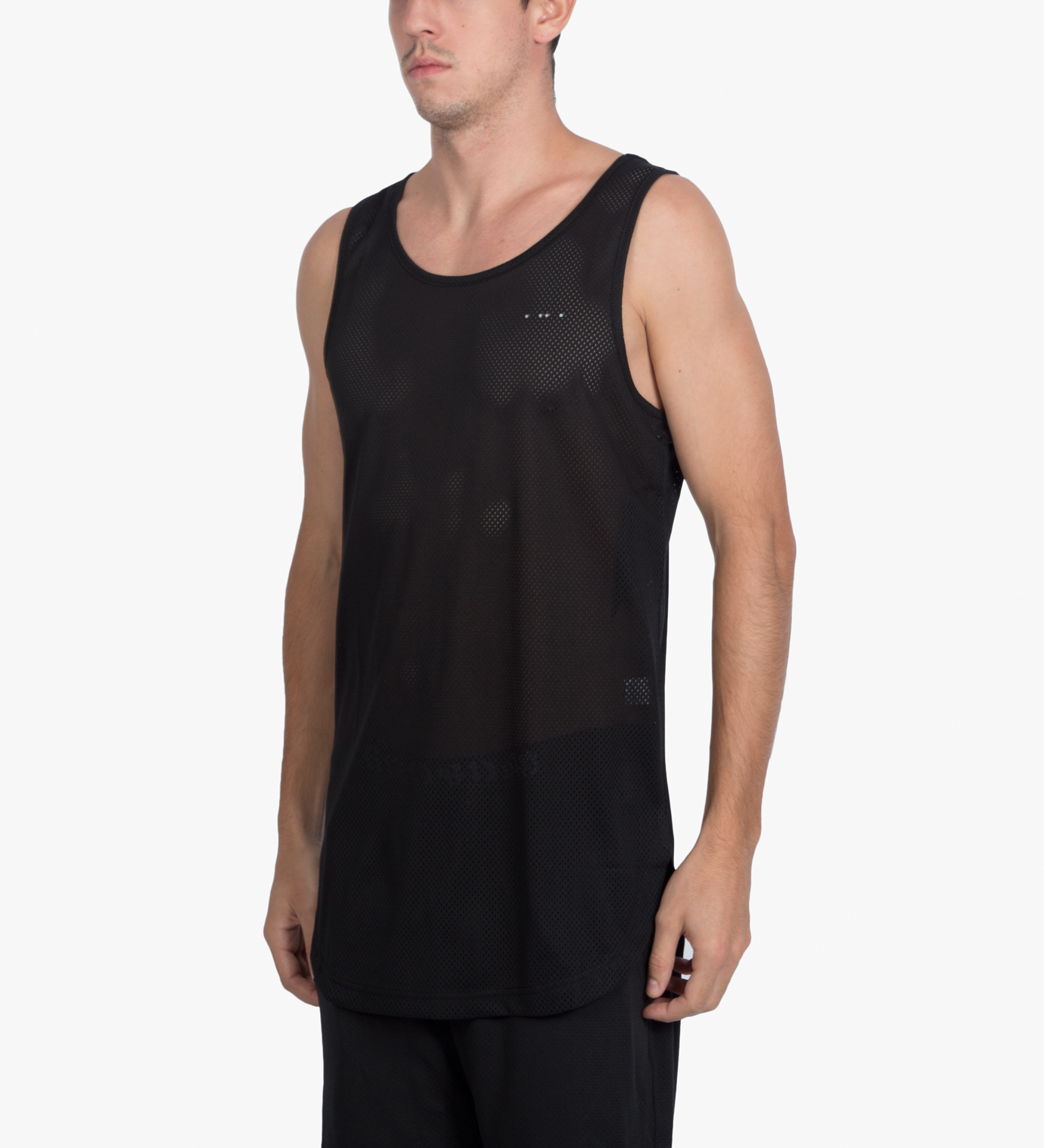 Publish Black Zhane Jersey Mesh Oversized Length Tank Top in Black for ...