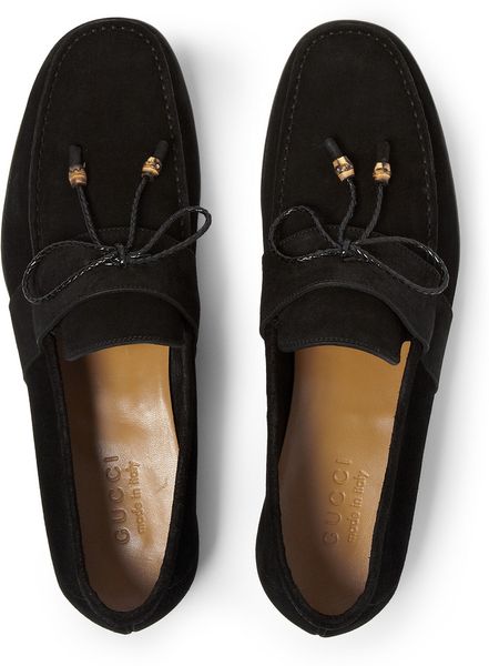 Gucci Suede Penny Loafers in Black for Men | Lyst