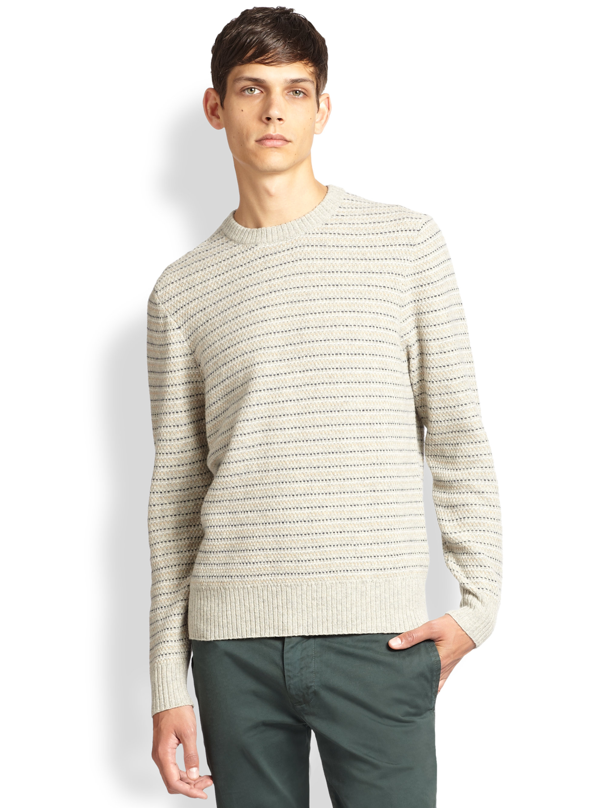 Jack spade Turner Crewneck Sweater in Beige for Men (CAMEL-STRIPE) | Lyst