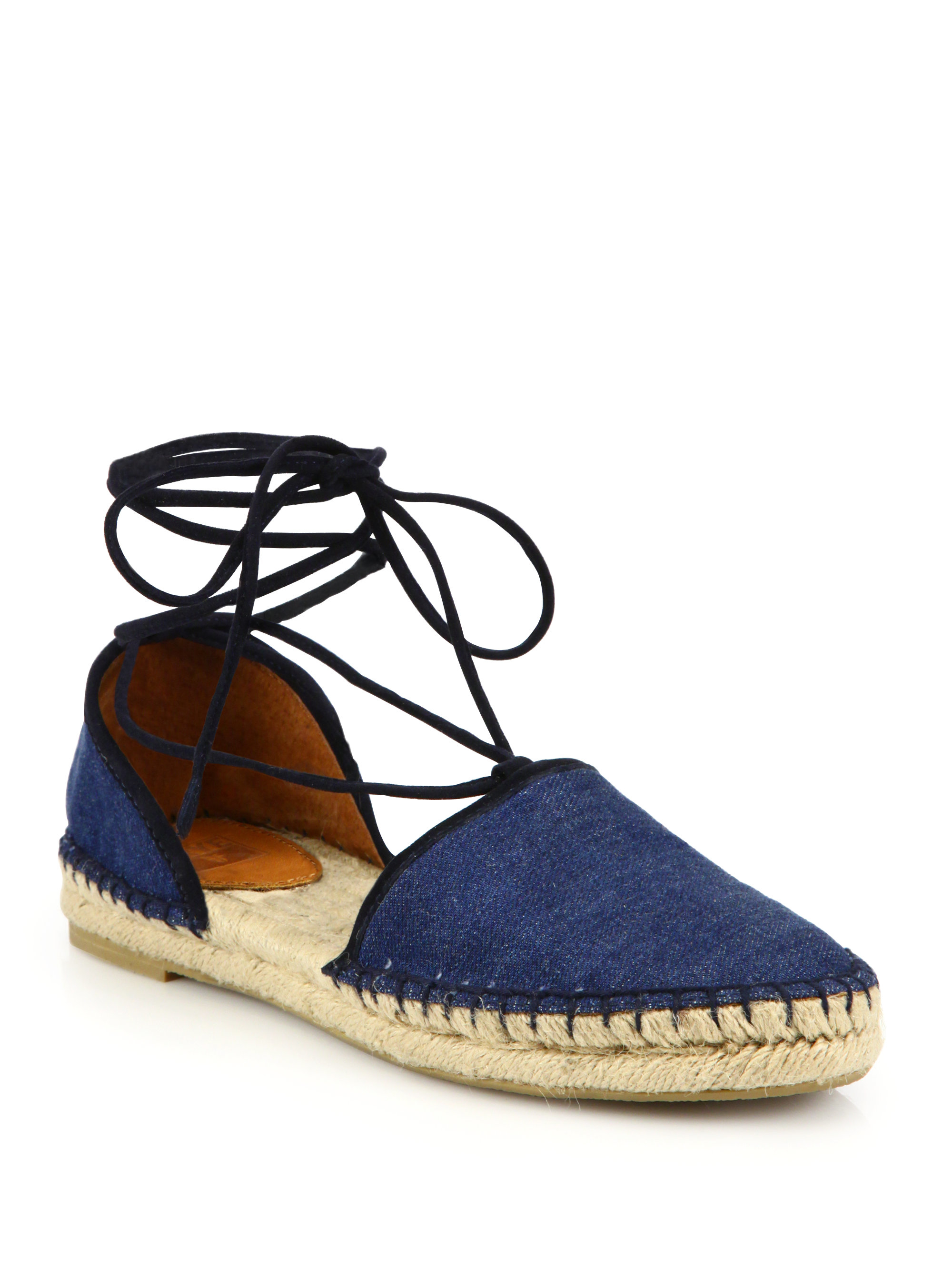 Lyst - Frye Leo Denim Lace-up D'orsay Espadrille Flats