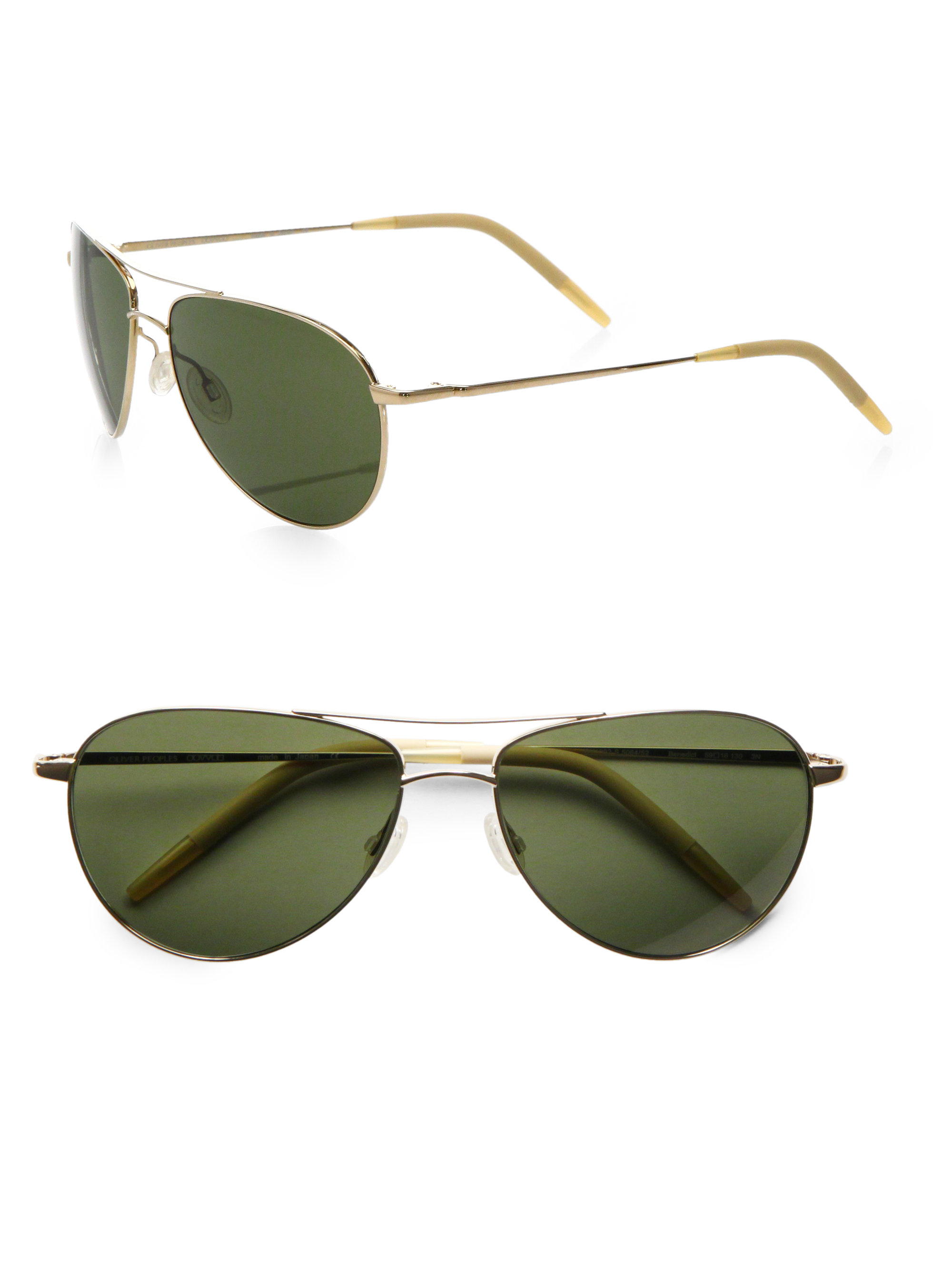 Lyst Oliver Peoples Benedict Polarized Aviator Sunglassesgold In Green 