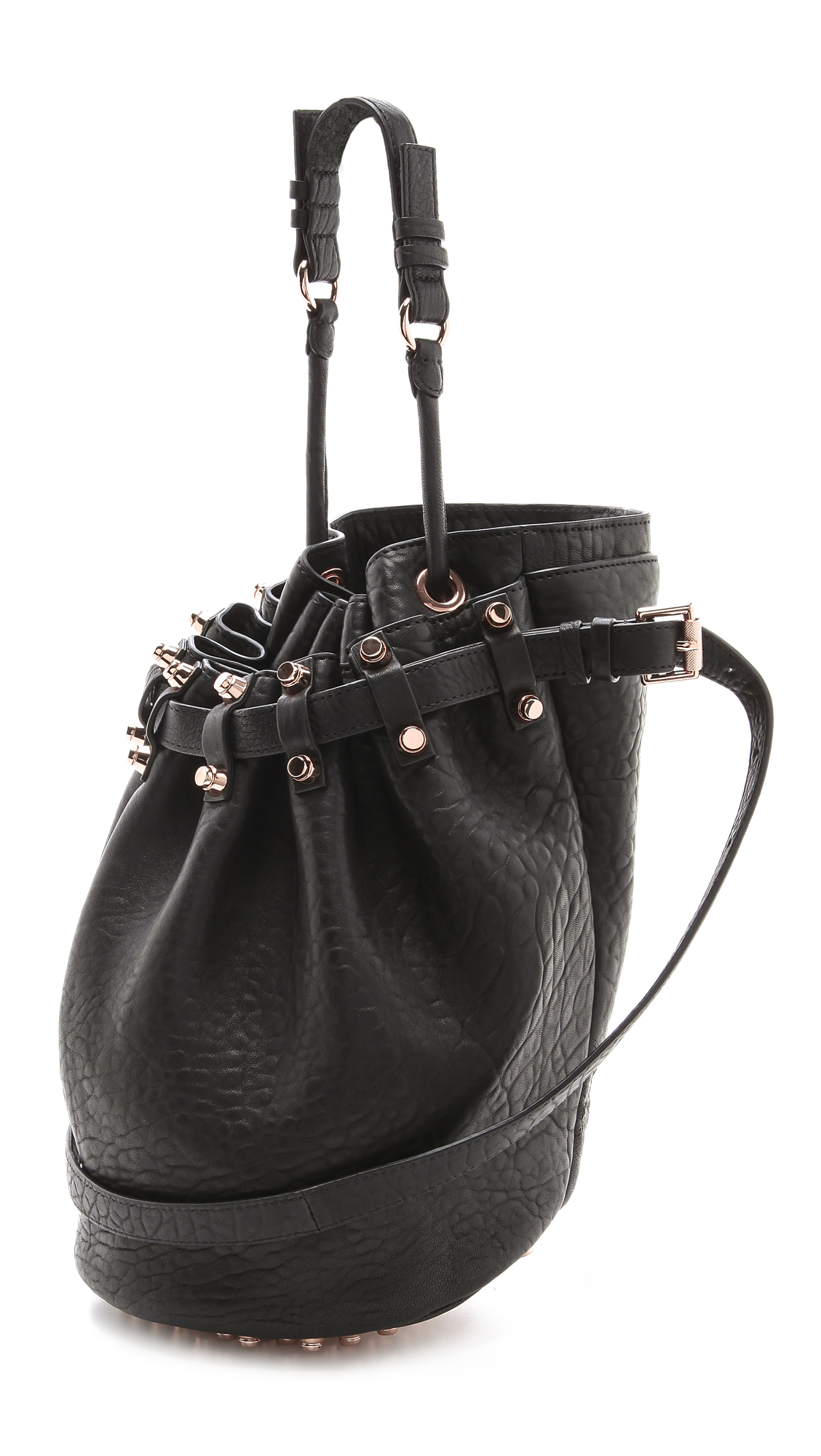 Lyst - Alexander Wang Diego Bucket Bag with Rose Gold Hardware in Black