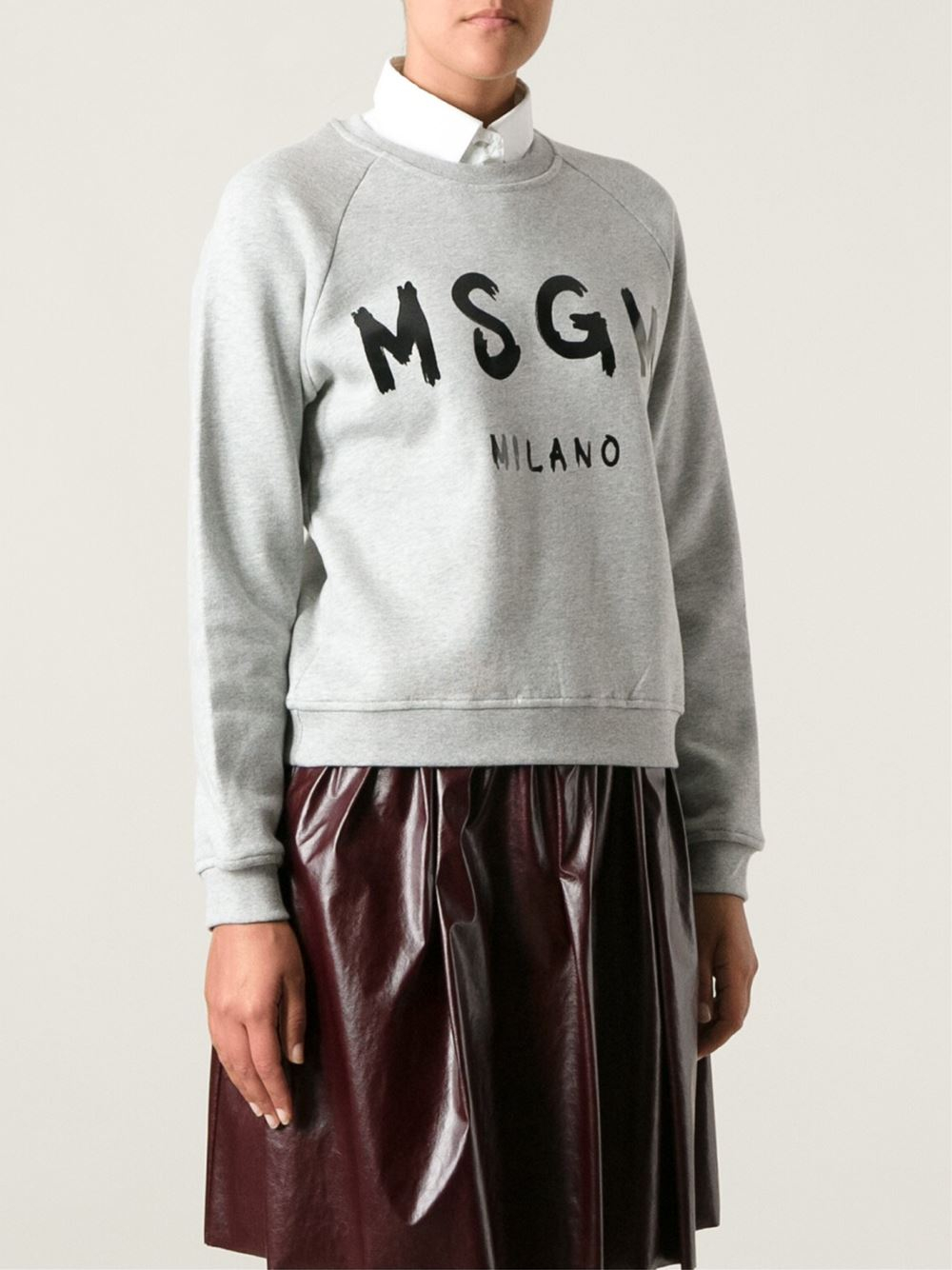 Msgm Logo Print Sweatshirt in Gray | Lyst