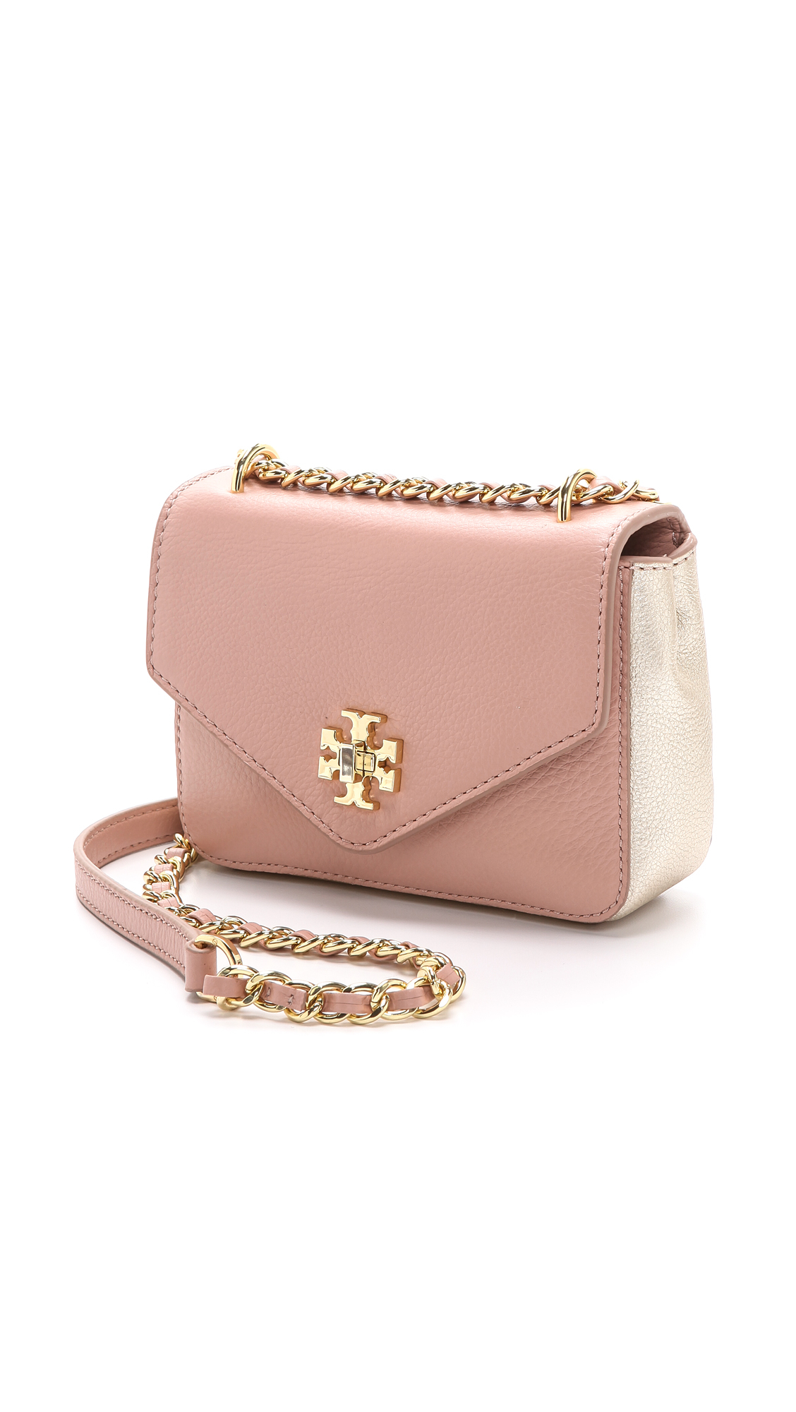 Lyst Tory Burch Kira Mini Chain Bag Indian Rose Champagne Gold Gallery