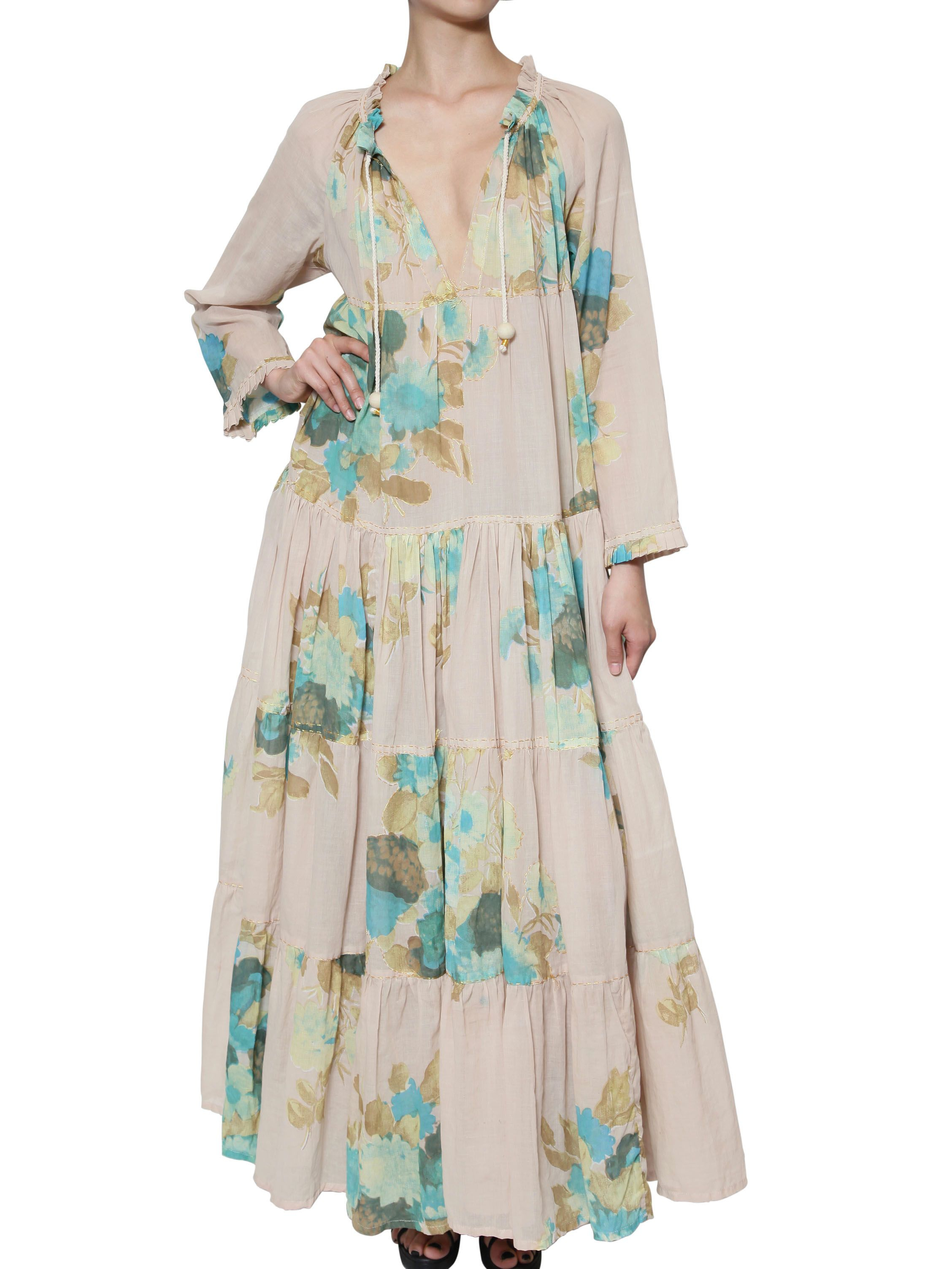 Lyst Yvonne S Drawstring Organic Cotton Long Dress in Natural