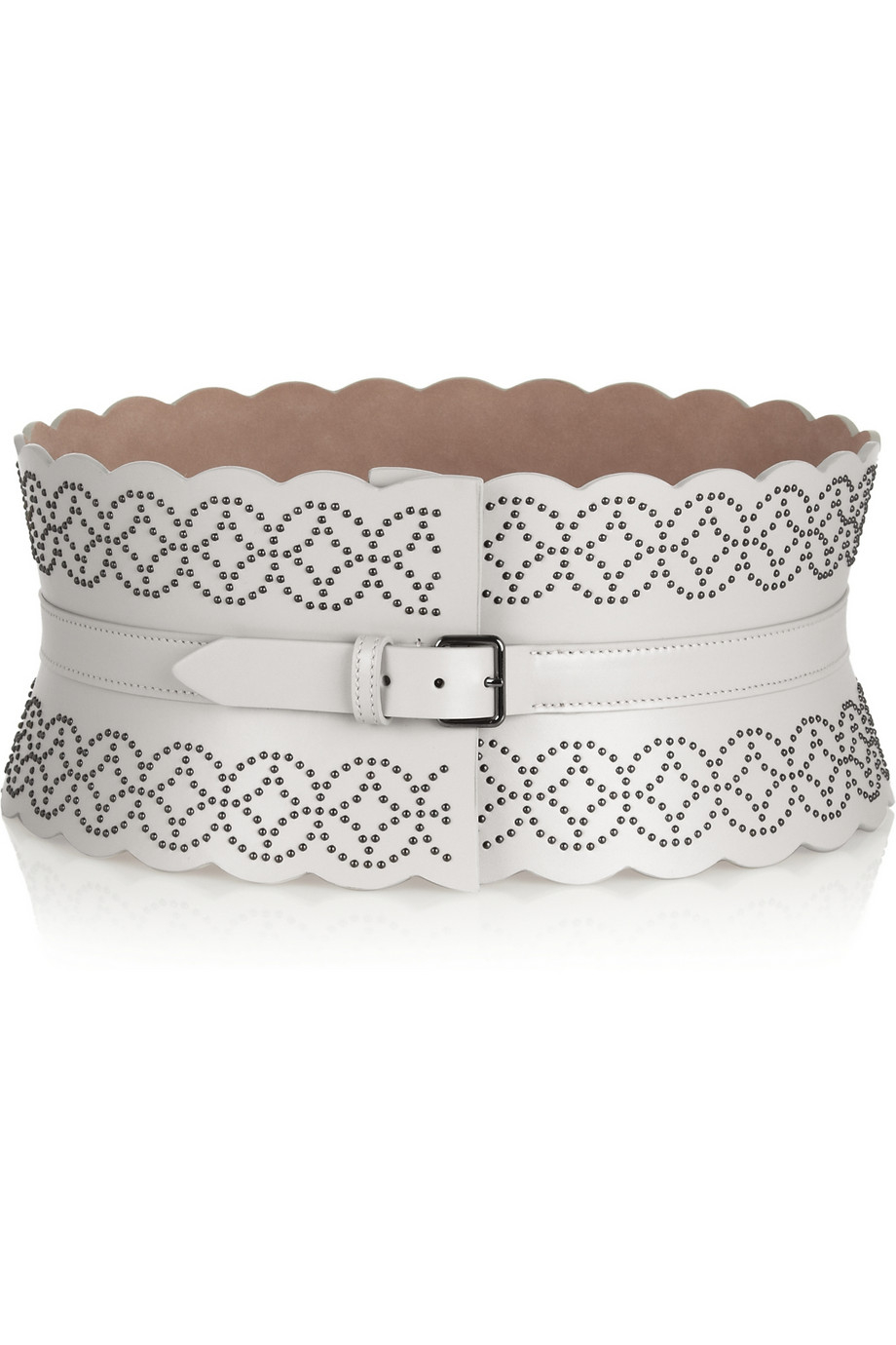 Alaïa Studded Leather Waist Belt in White | Lyst