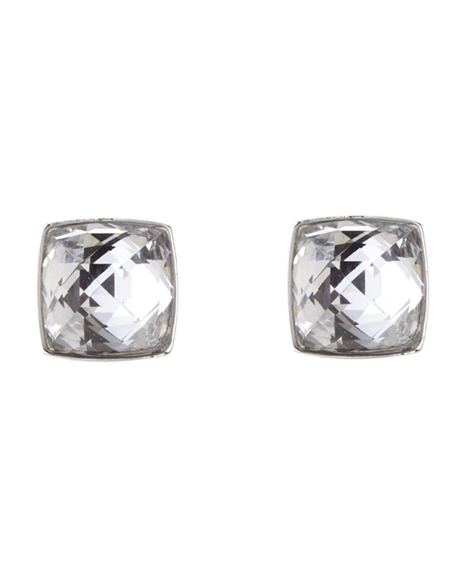 Lyst Swarovski Silver Tone Square Crystal Earrings In Metallic Gallery