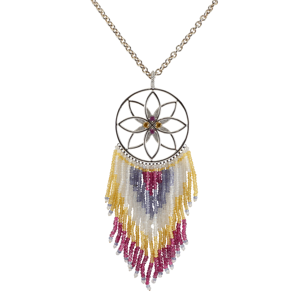 Buddha mama Sterling Silver Dream Catcher Necklace in Multicolor Lyst