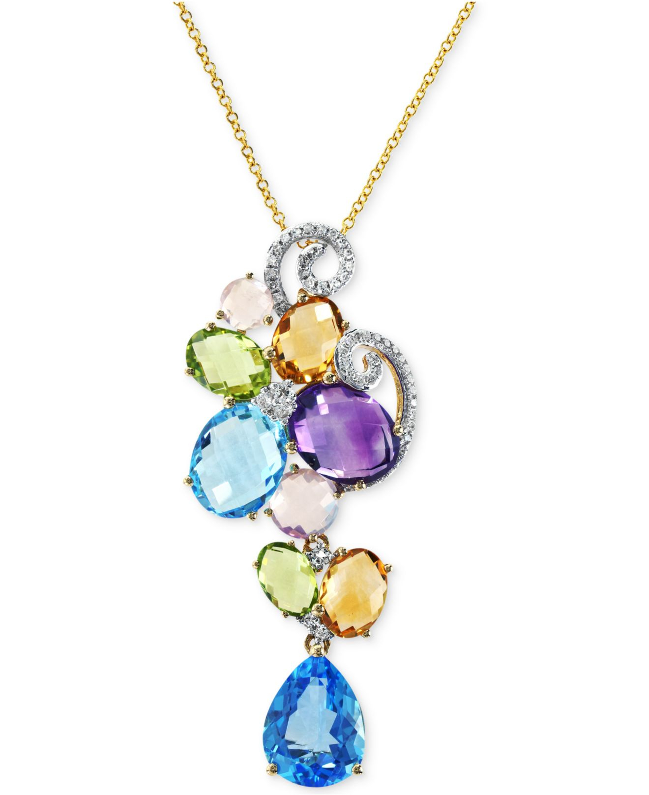 Effy collection Effy Multi-stone Mosaic Cluster Pendant Necklace In 14k ...