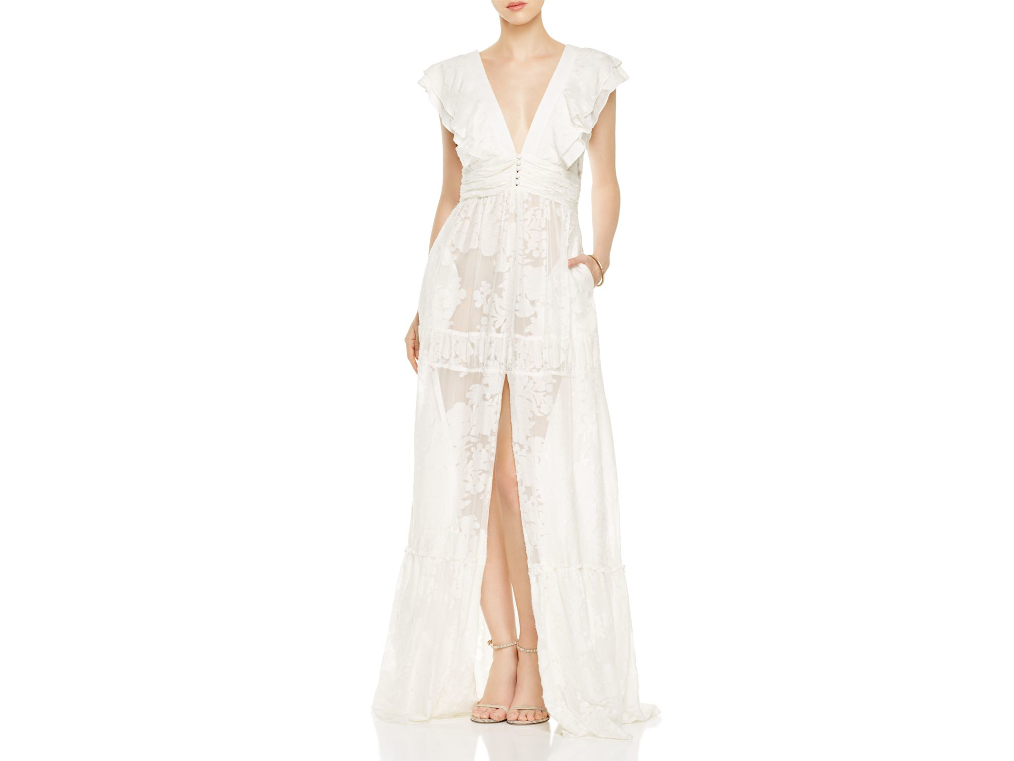 Lyst Rachel Zoe Rory Fl Fil Coupe Gown In White Gallery