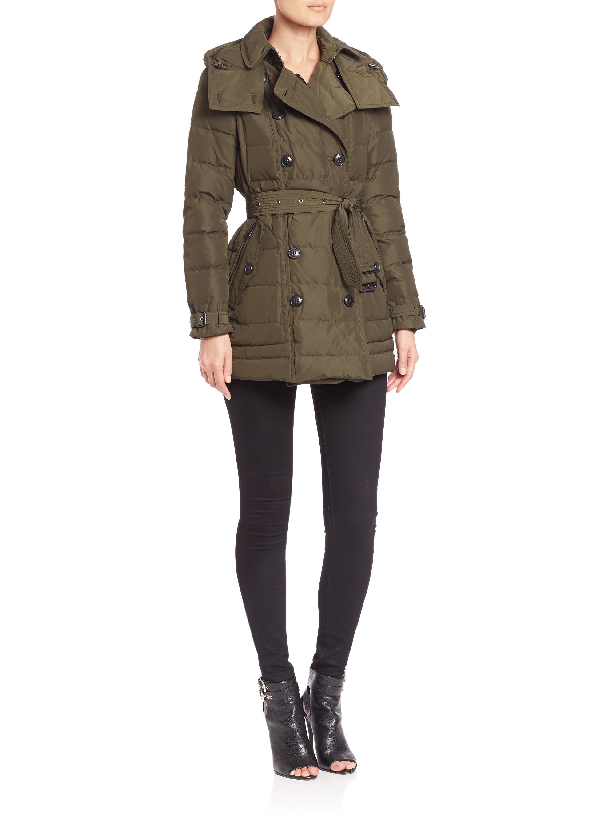 Lyst - Burberry Brit Midallerdale Double-breasted Puffer Coat in Green