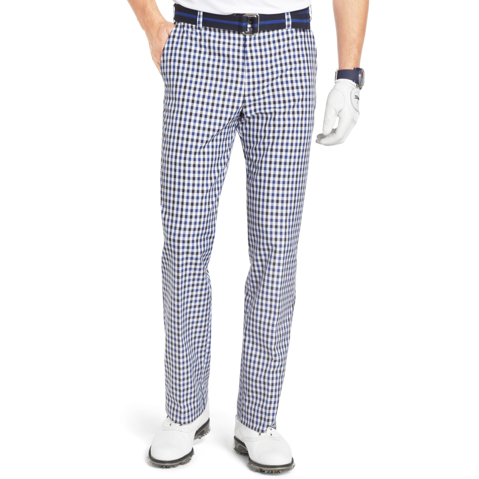 gingham pants blue