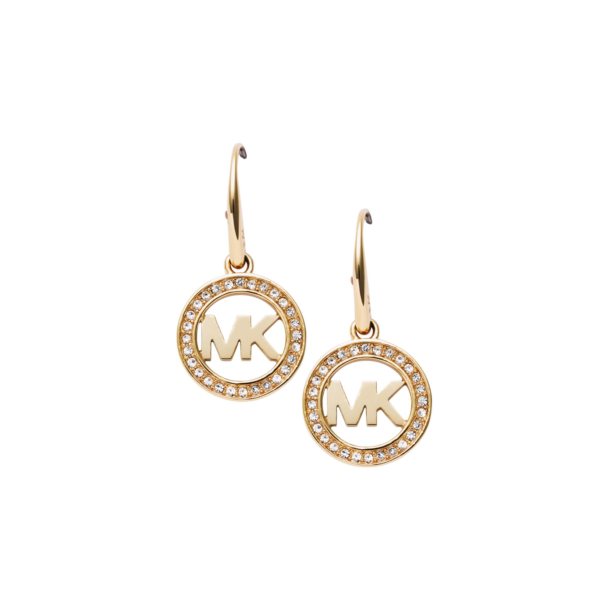 Lyst Michael Kors Pavé Logo Gold Tone Earrings In Metallic Gallery Women S Logo Earrings
