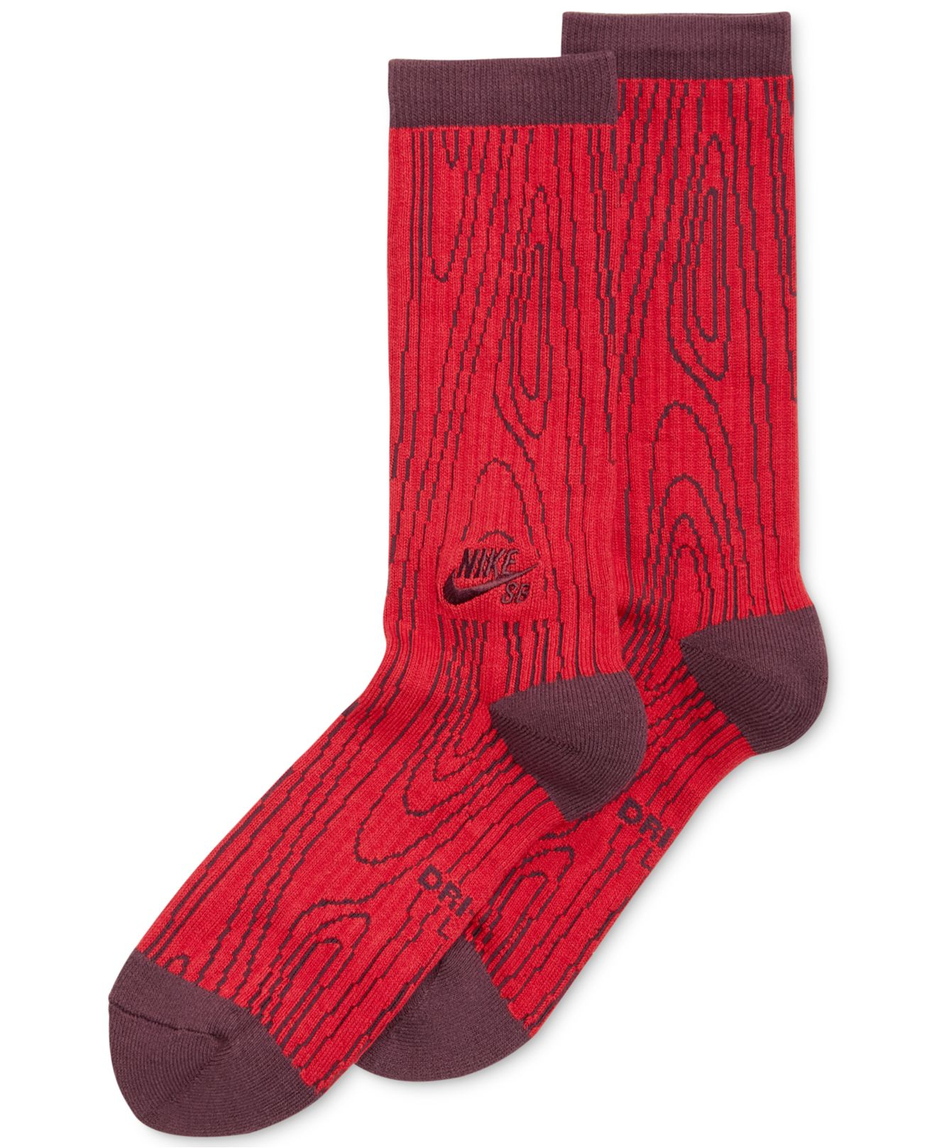 Nike Men'S Sb Dri-Fit Woodgrain Performance Crew Socks in Red for Men ...