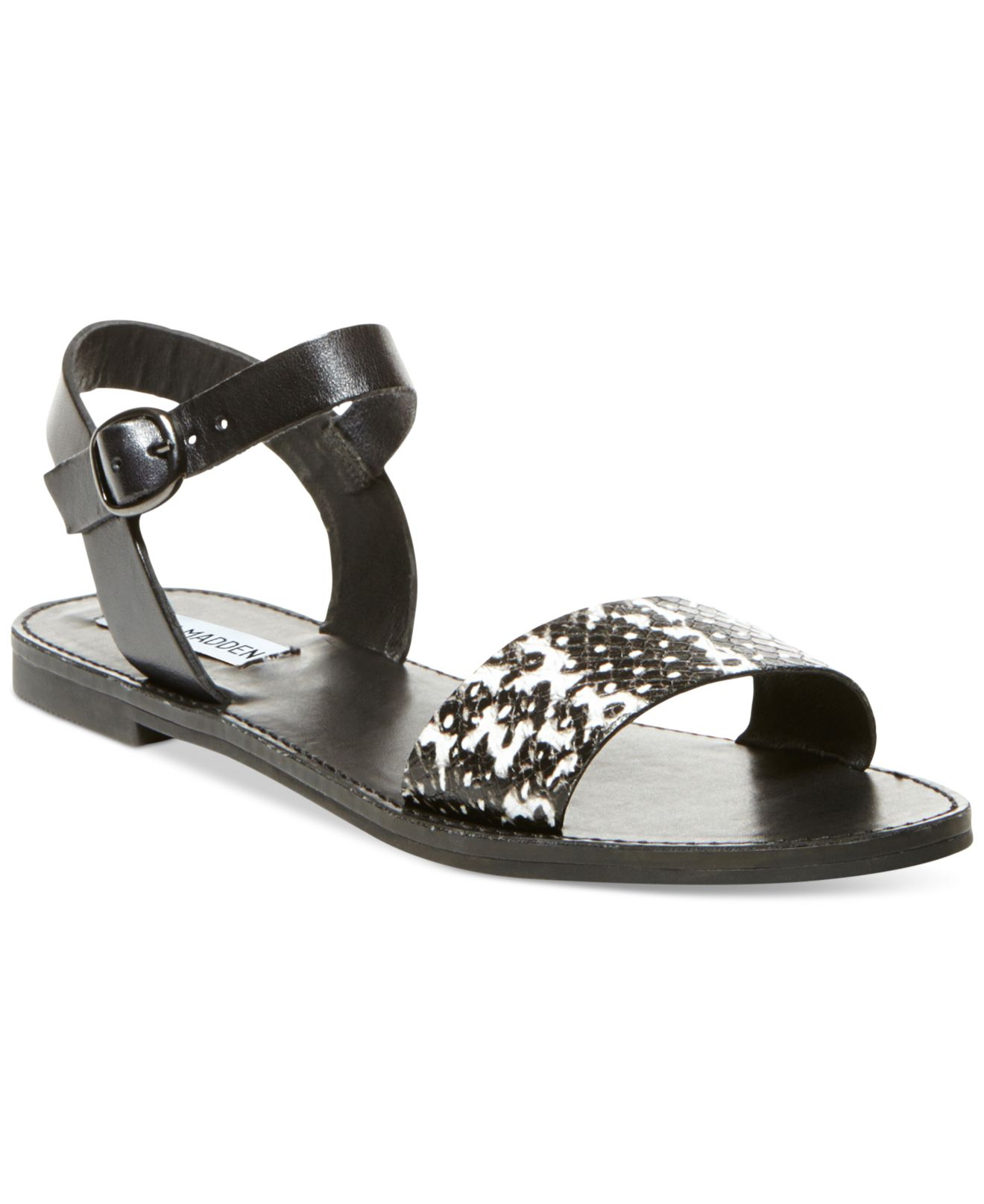 Lyst - Steve Madden Donddi Flat Sandals in Black