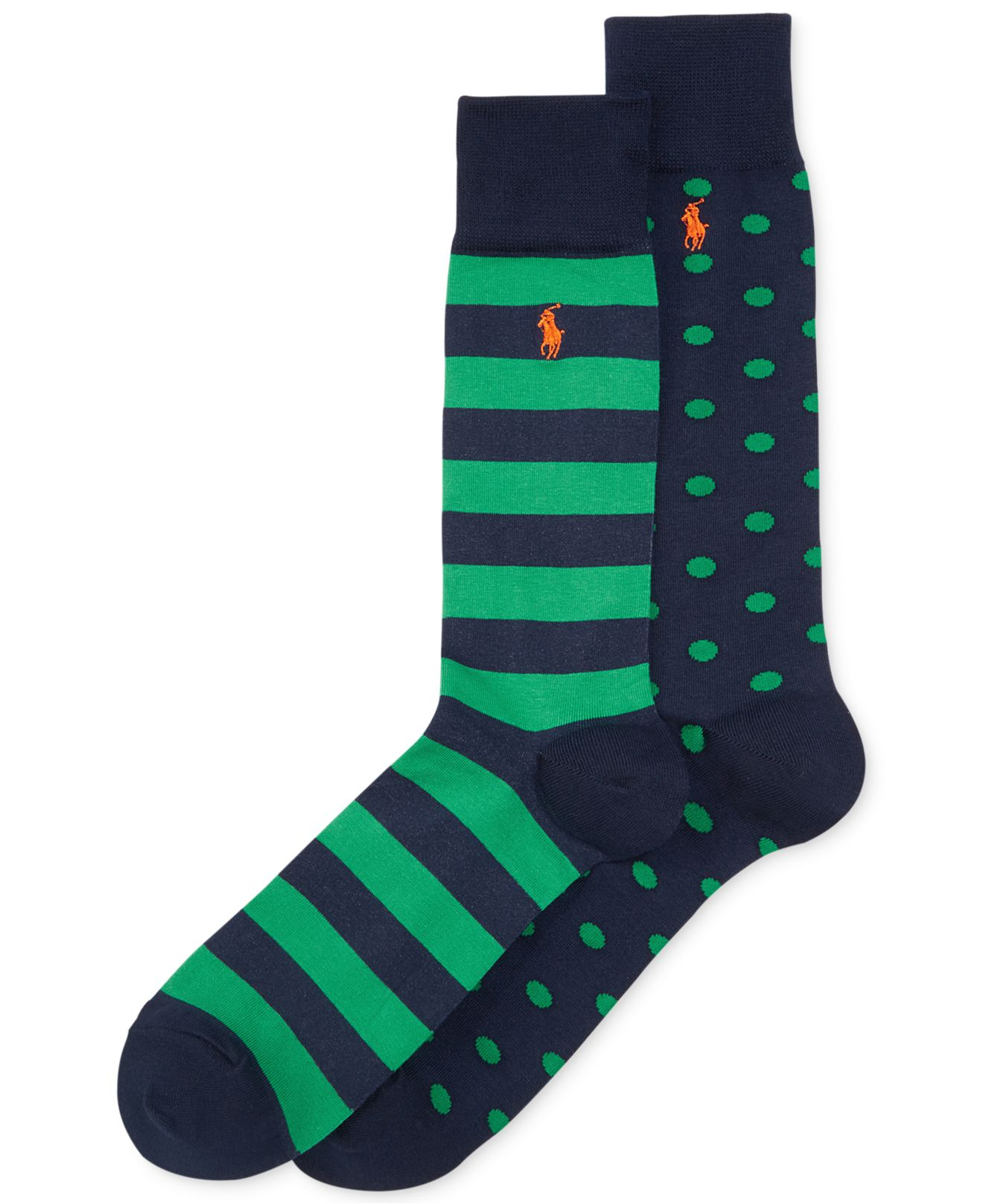 Polo ralph lauren Big And Tall Dot And Rugby Stripe Crew Socks 2-Pack ...