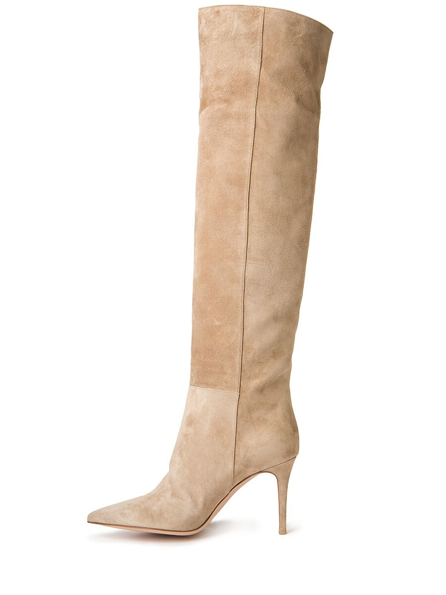 Lyst - Gianvito Rossi Over The Knee Suede Boots in Natural