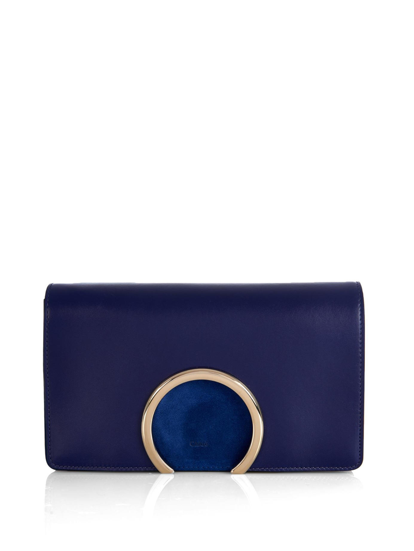 Chlo Gabrielle Leather And Suede Clutch in Blue | Lyst