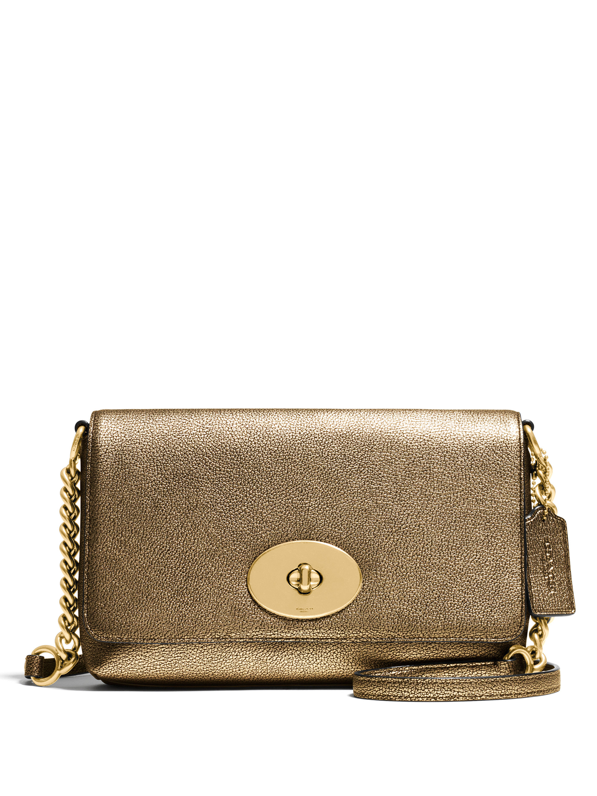 metallic leather crossbody bag