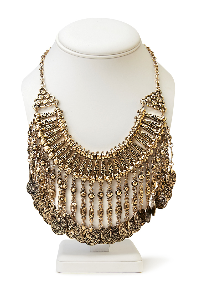 Lyst - Forever 21 Traveler Faux Coin Bib Necklace in Metallic