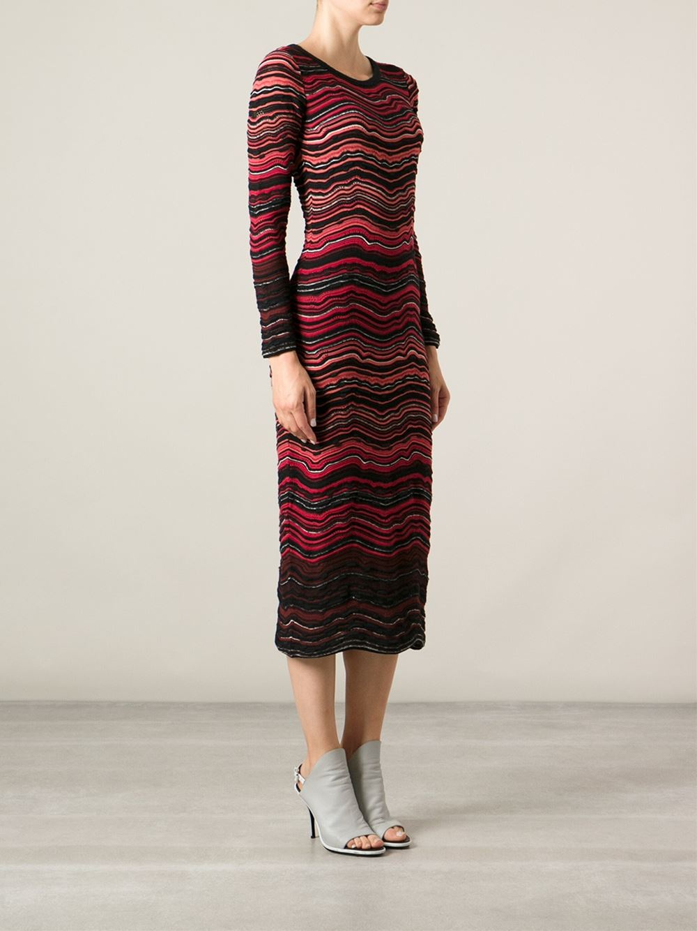 Lyst M Missoni Striped Knit Dress in Red