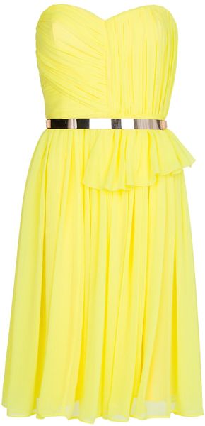 Mango Pleated Sheer Dress in Yellow | Lyst