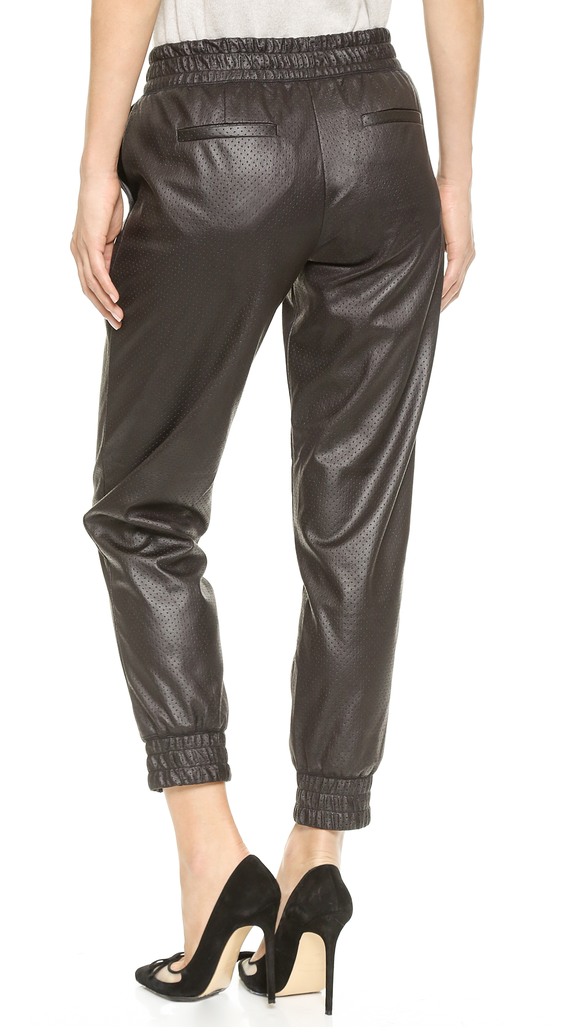 black leather sweatpants