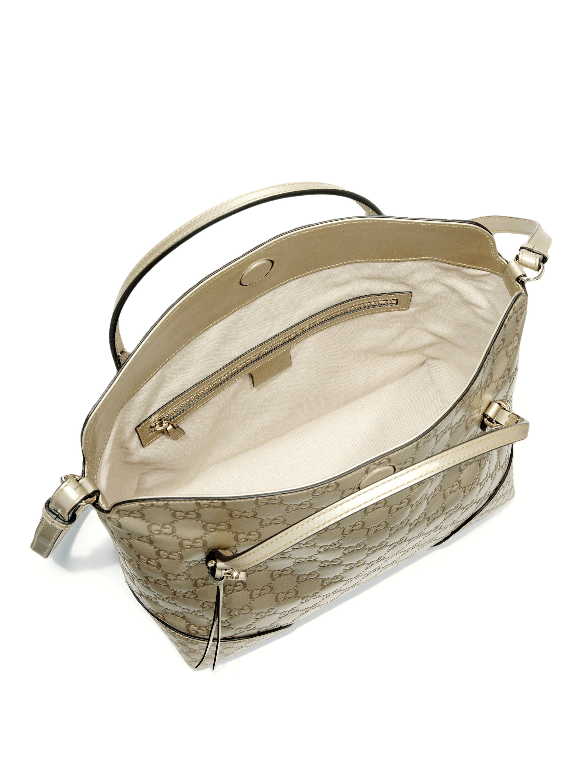 Gucci Bree Metallic Ssima Leather Top Handle Bag in Metallic | Lyst