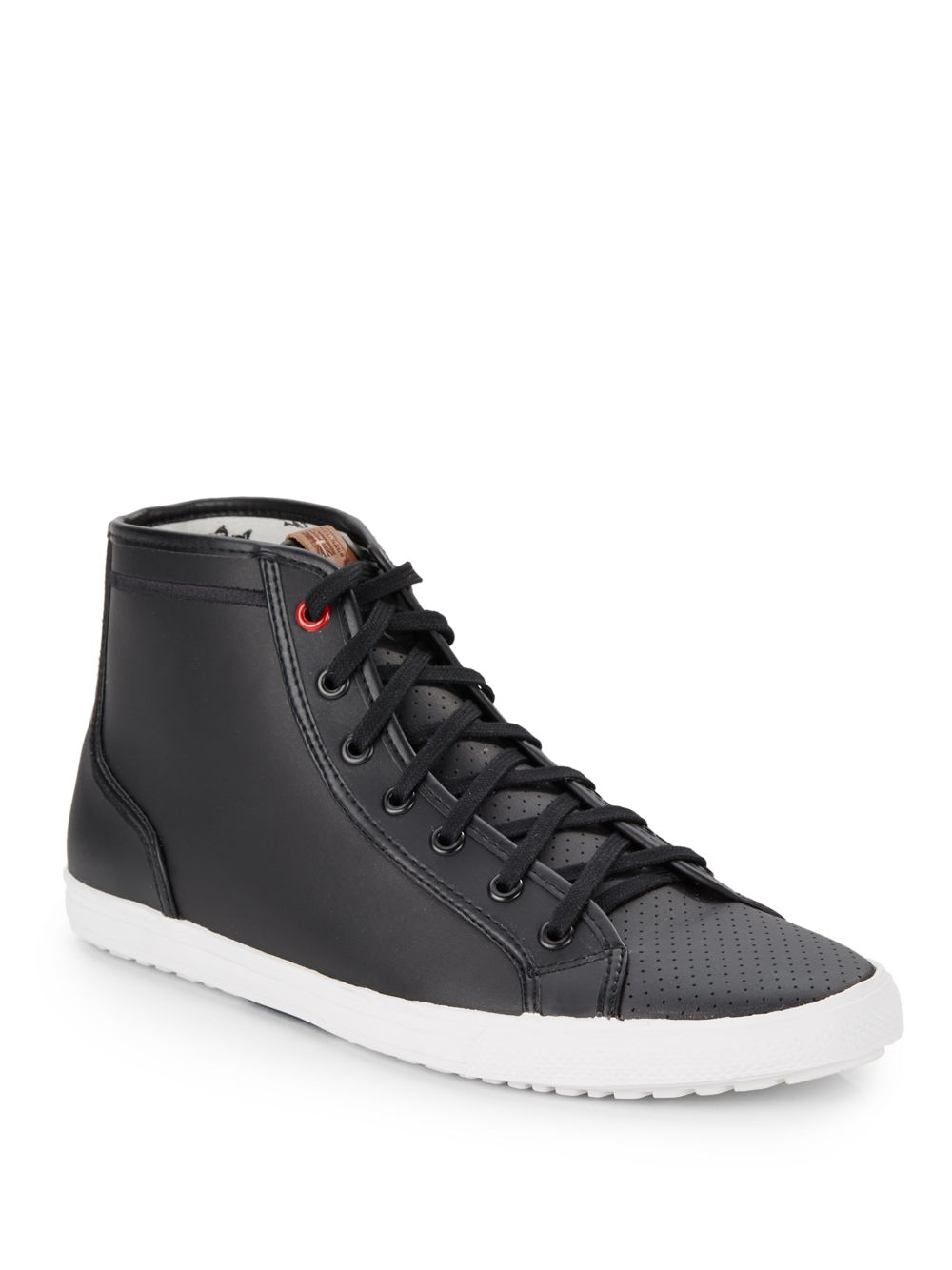 Lyst - Ben Sherman Conall Perforated Leather Hi-Top Sneakers in Black ...
