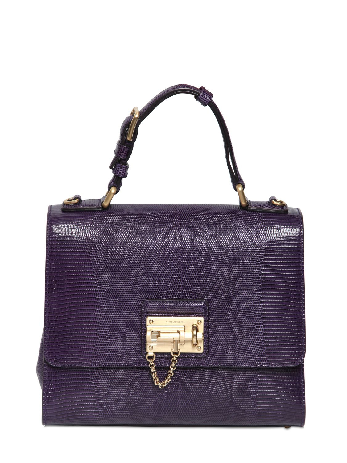 Dolce & gabbana Monica Iguana Embossed Leather Bag in Purple (VIOLET ...