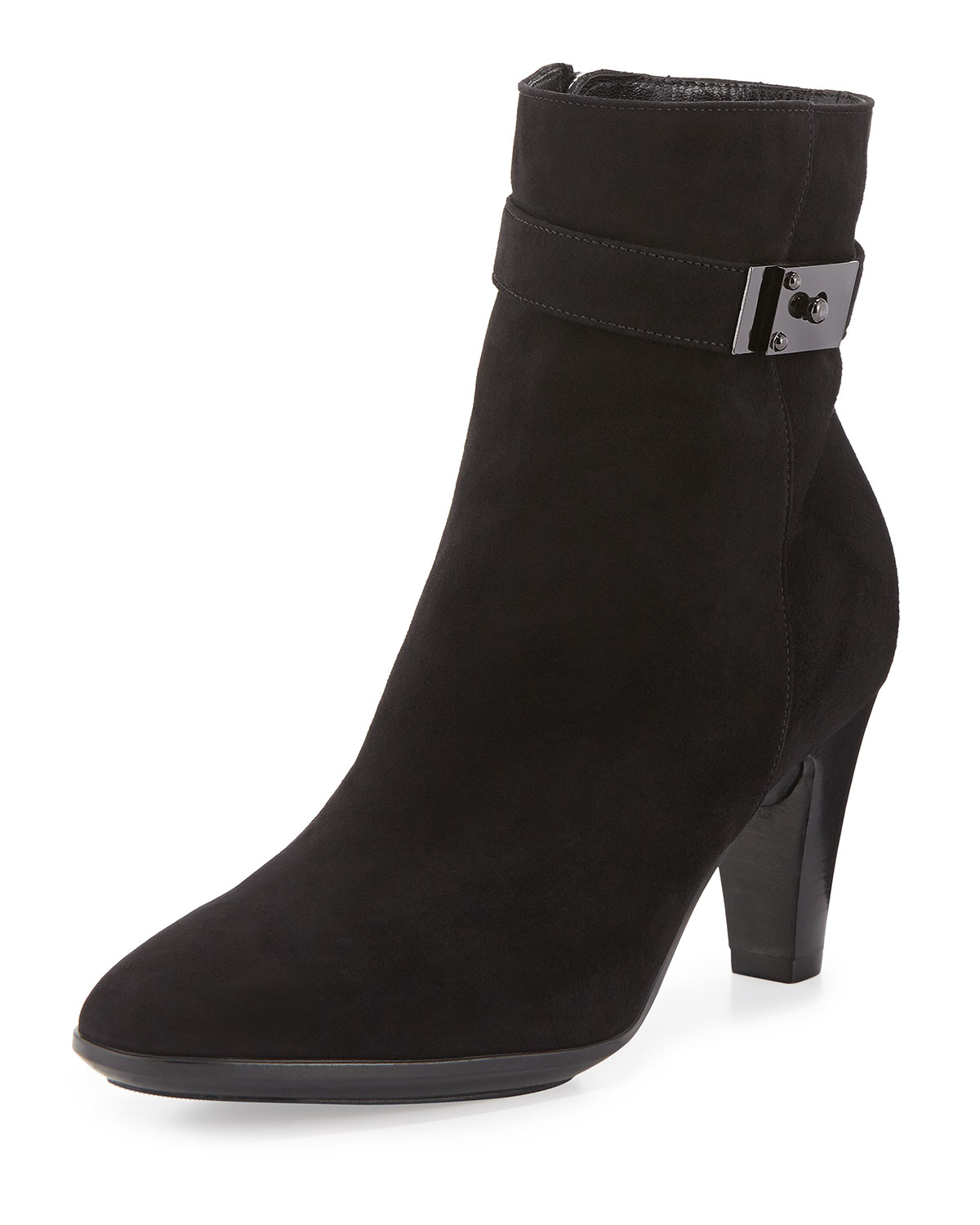 Lyst - Aquatalia Danele Buckled Suede Ankle Boot in Black