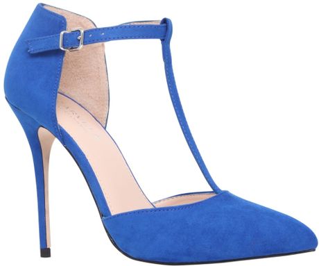 Carvela Kurt Geiger Glitz Suede T- Bar Stiletto Court Shoes in Blue | Lyst