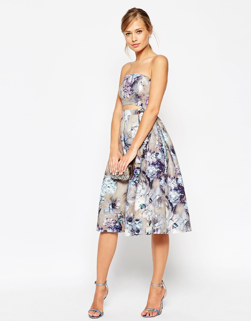 Lyst - Asos Salon Two Piece Vintage Floral Prom Dress in Blue