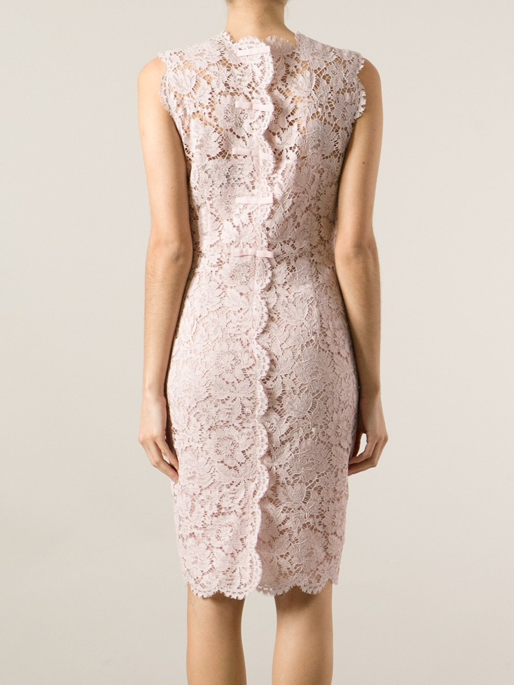 Valentino Lace Fitted Dress in Pink | Lyst