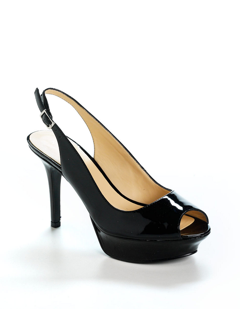 nine west toffee vinyl slingback pumps