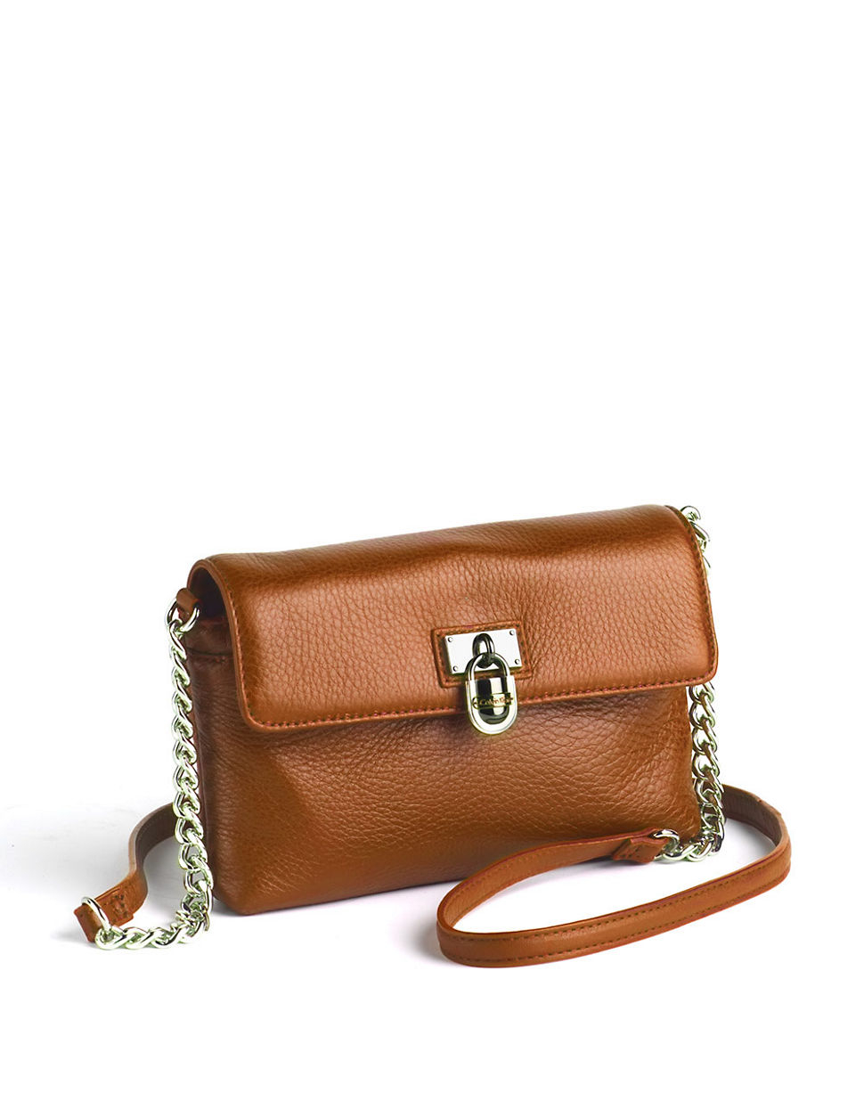 Calvin Klein Leather Crossbody Bag in Brown - Lyst