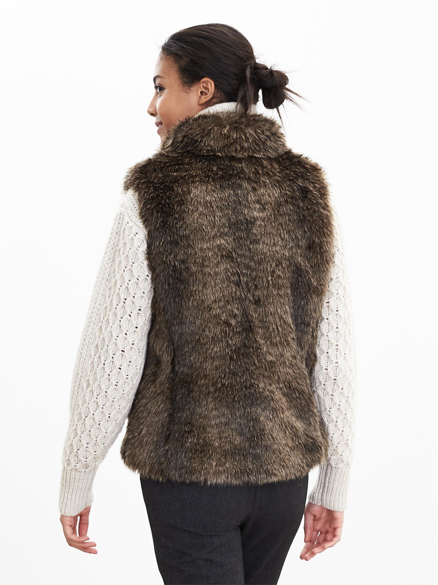 Lyst - Banana Republic Faux-fur Vest in Brown