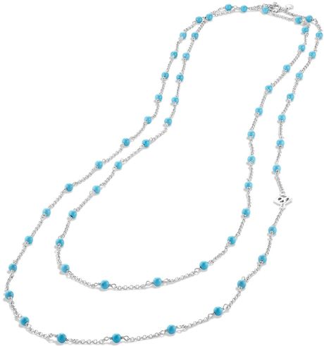 David Yurman Chain Necklace With Turquoise Beads in Blue (Silver) | Lyst