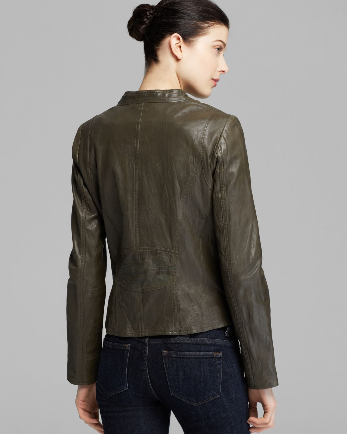 Marc New York Jacket Ellie Tumbled Leather Moto In Green Lyst Gallery
