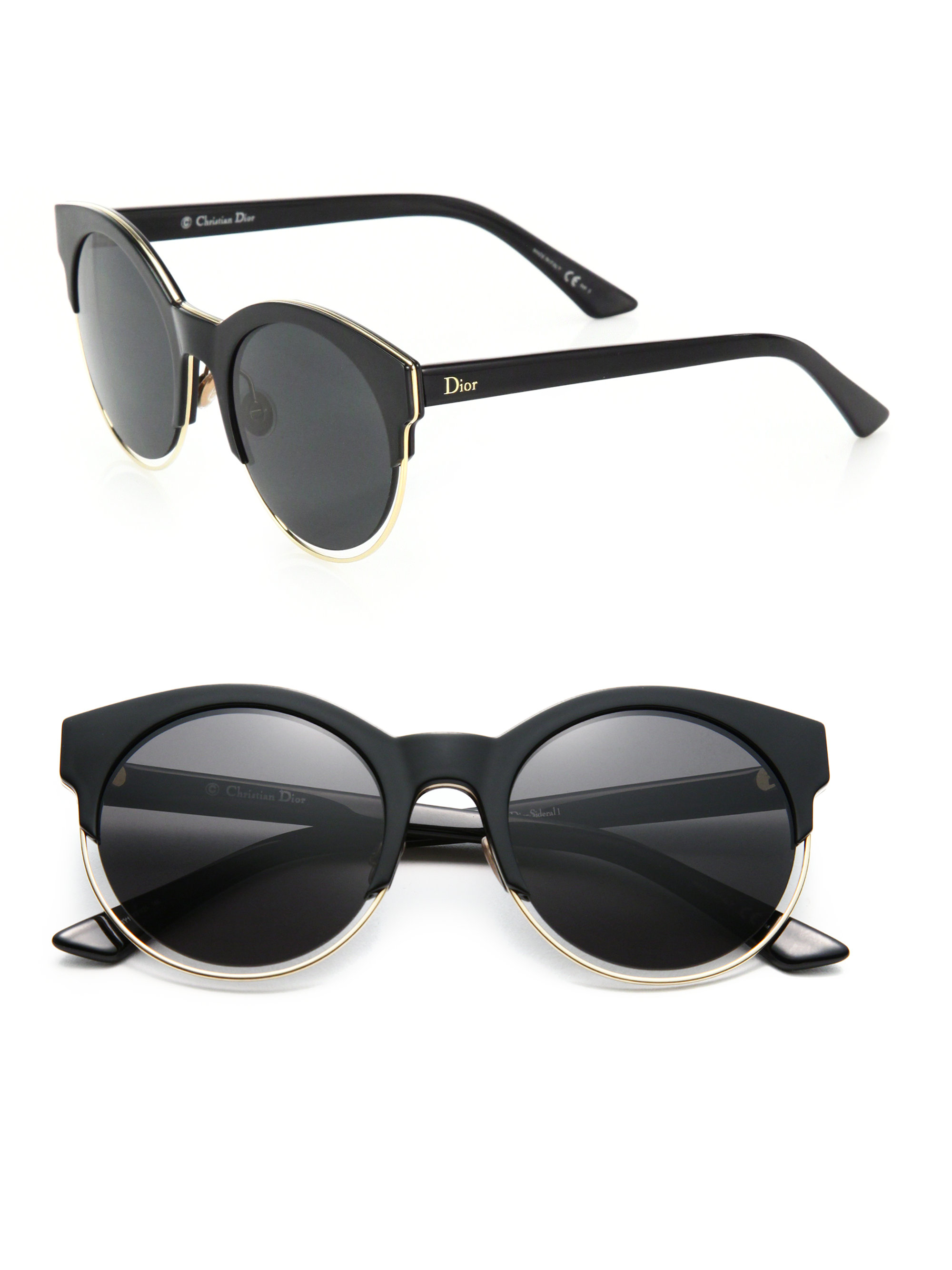 Dior Sideral 53mm Round Sunglasses in Black | Lyst