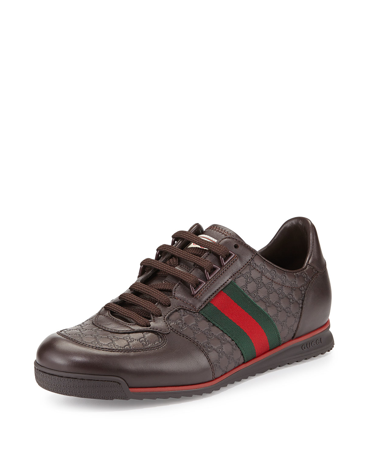 Lyst - Gucci Low-Top Webbed Sneakers in Brown for Men